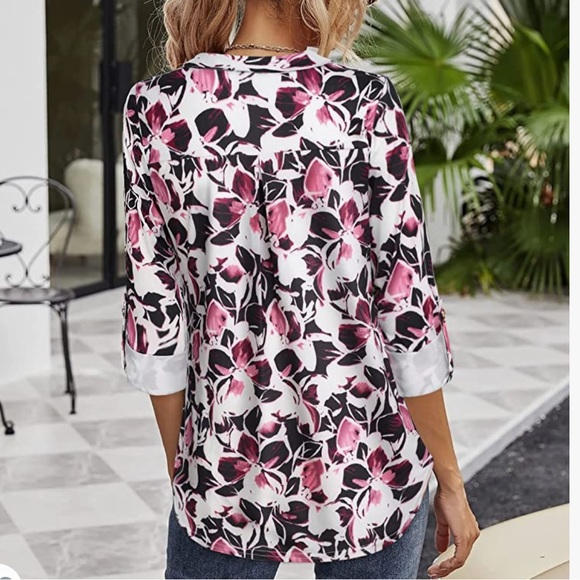 NWOT Women’s Collared Long Sleeve V-Neck Blouse - XL - Picture 13 of 15